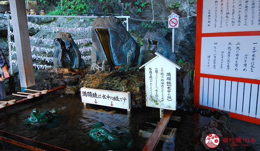 二見興玉神社手水舍裡也有綠色青蛙