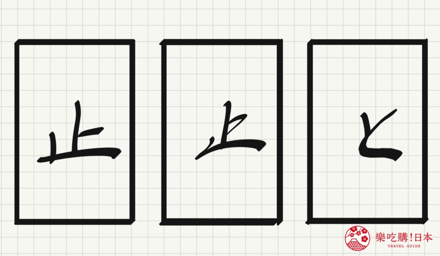 日語平假名「と」源自於「止」的示意圖
