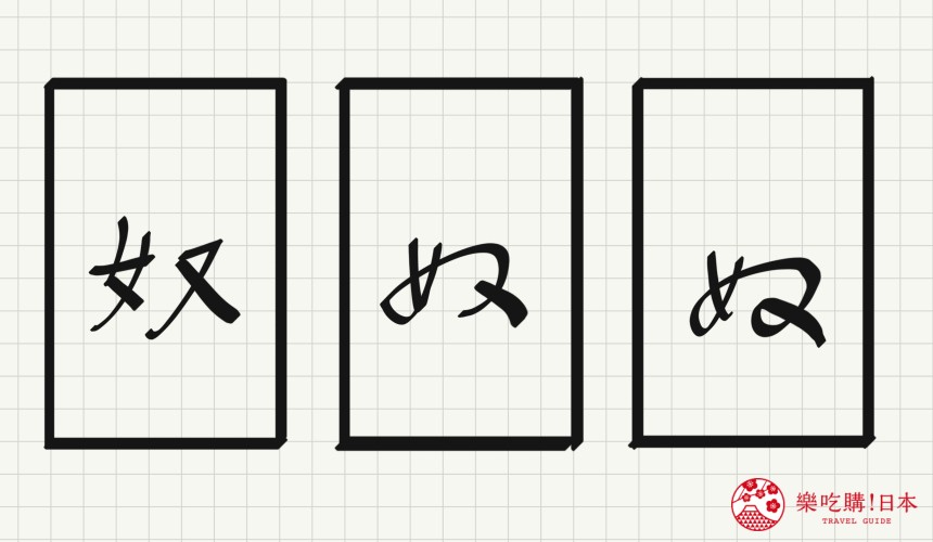 日語平假名「ぬ」源自於「奴」的示意圖