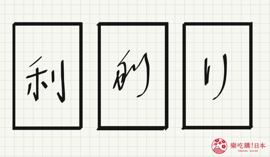 日語平假名「り」源自於「利」的示意圖