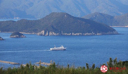 日本最美離島長崎五島360度無敵海景超療癒福江島2天1夜行程推薦推介鬼岳山頂遠望福江港一帶的渡輪群島