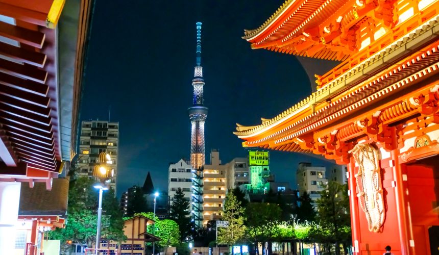 淺草寺附近可以看見的東京晴空塔