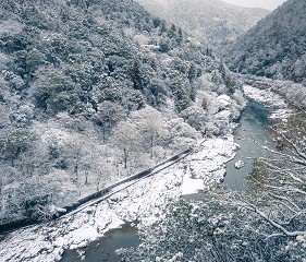 日本關西京都雪景景點推介推薦日本冬天景點冬季必去京都下雪點燈打卡金閣寺清水寺貴船神社寶泉院三千院實光院上賀茂神社東福寺嵐山妙滿寺雪之庭介紹文章嵐山公園俯瞰圖