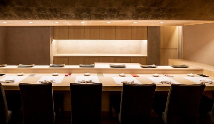 東京無菜單 OMAKASE 壽司「銀座 鮨佑」吧台示意圖