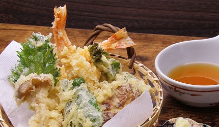 輕井澤出產的蔬菜做成的天婦羅料理