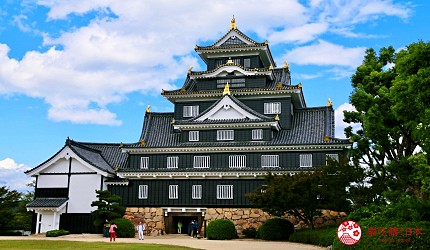 岡山城外觀,日本百大名城之一,又名「烏城」