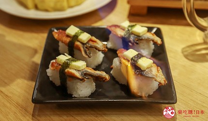 海鮮居酒屋「海風土」的料理鰻魚奶油壽司