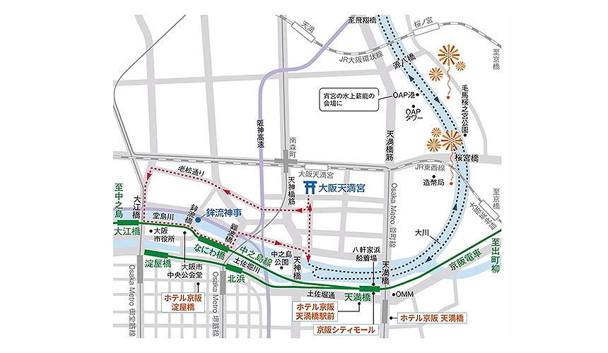 天神祭奉納花火會場地圖