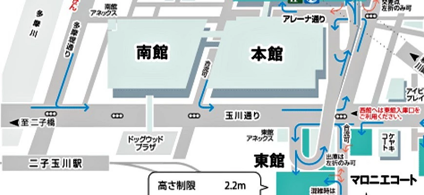 東京近郊二子玉川的玉川高島屋分館位置圖