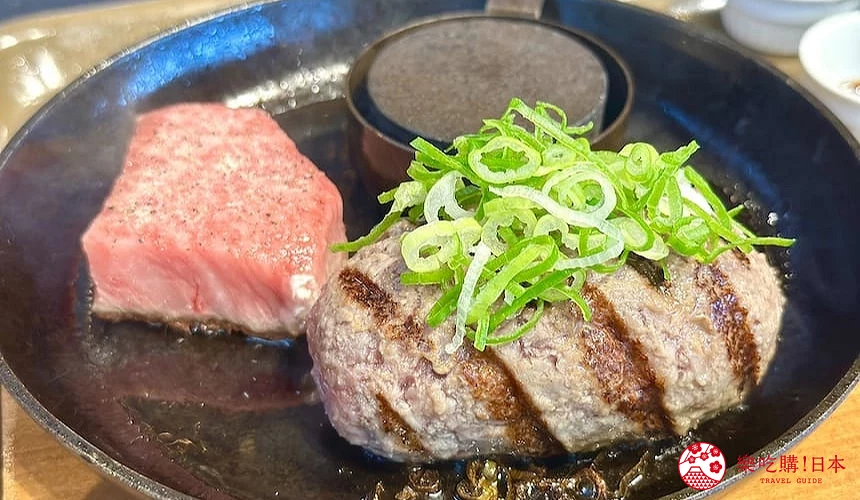 「極味家炭火燒漢堡排&佐賀伊萬里牛 A5骰子牛排」能一次享受到2種高級日本牛