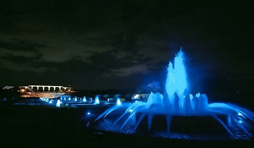 海之中道海濱公園噴水池的點燈景色