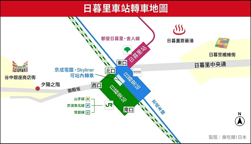 日暮里轉車地圖