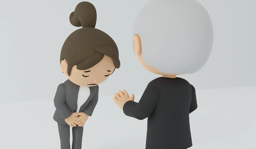 向對方道歉的女性