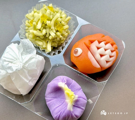四款製作完成的可愛造型和菓子