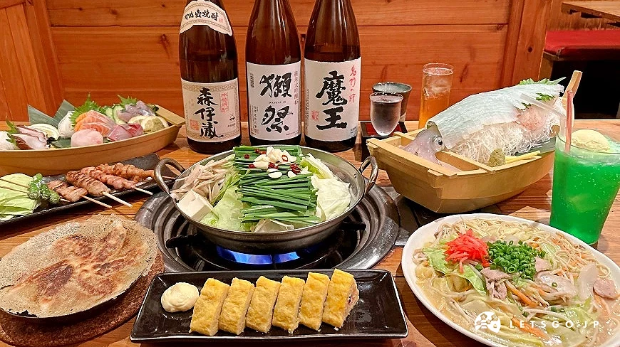 拉麵、花枝、燒鳥等各式福岡特色料理及三瓶日本酒