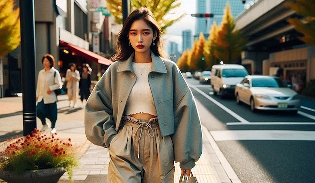 女子穿著秋天服飾走在日本街道