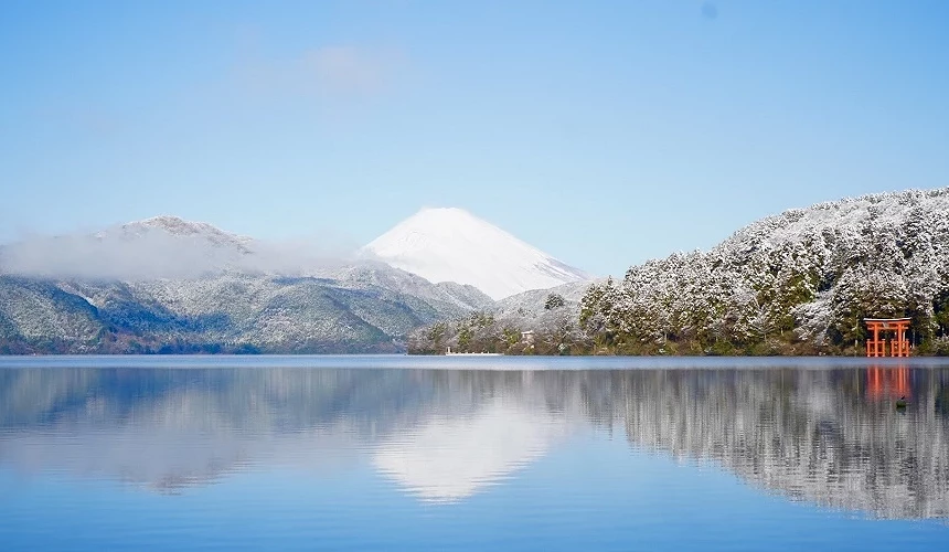 冬季的箱根雪化妝景色