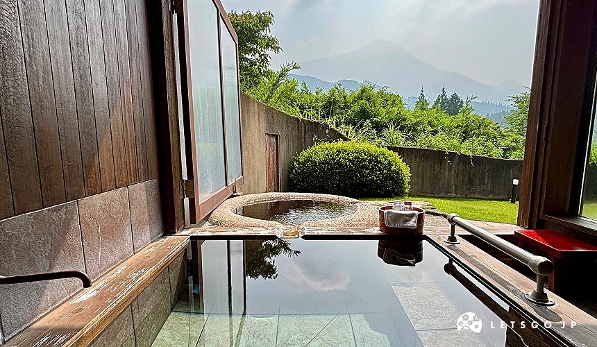 由布院住宿「一壺天」可賞山林風景的半露天溫泉