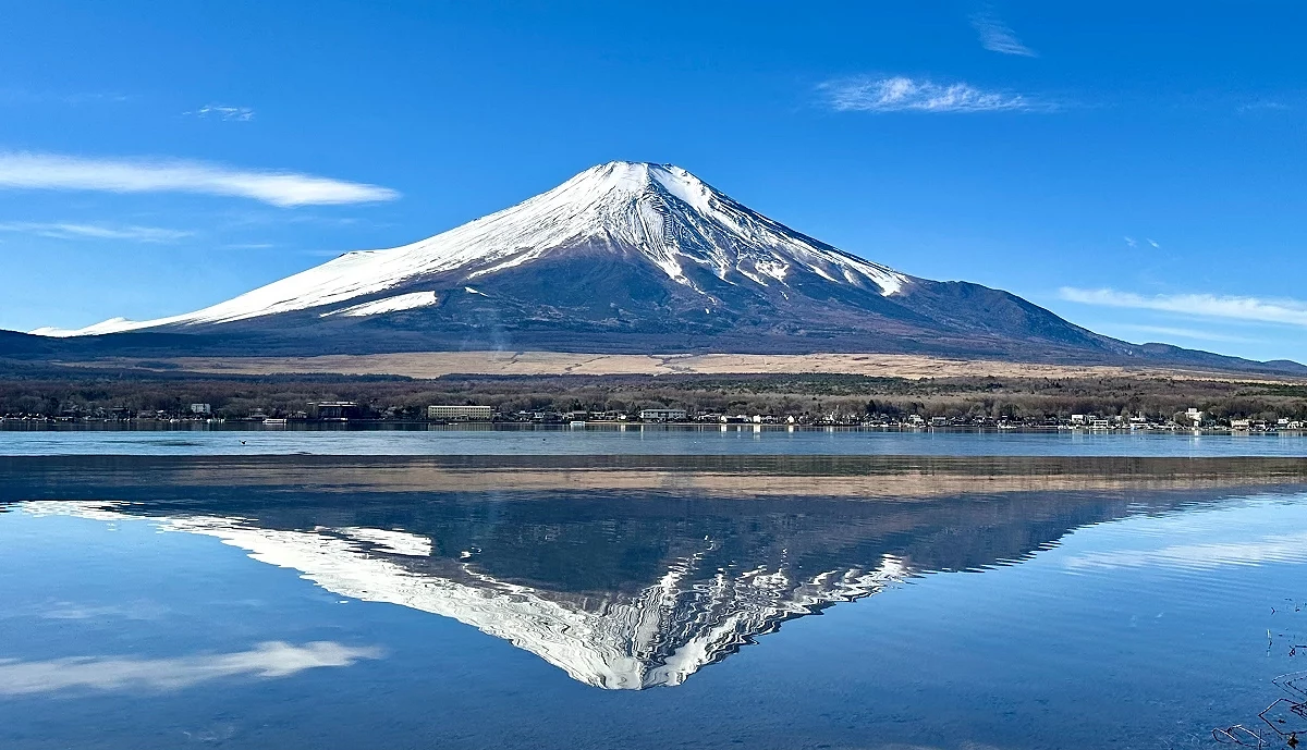 富士山倒映在水中