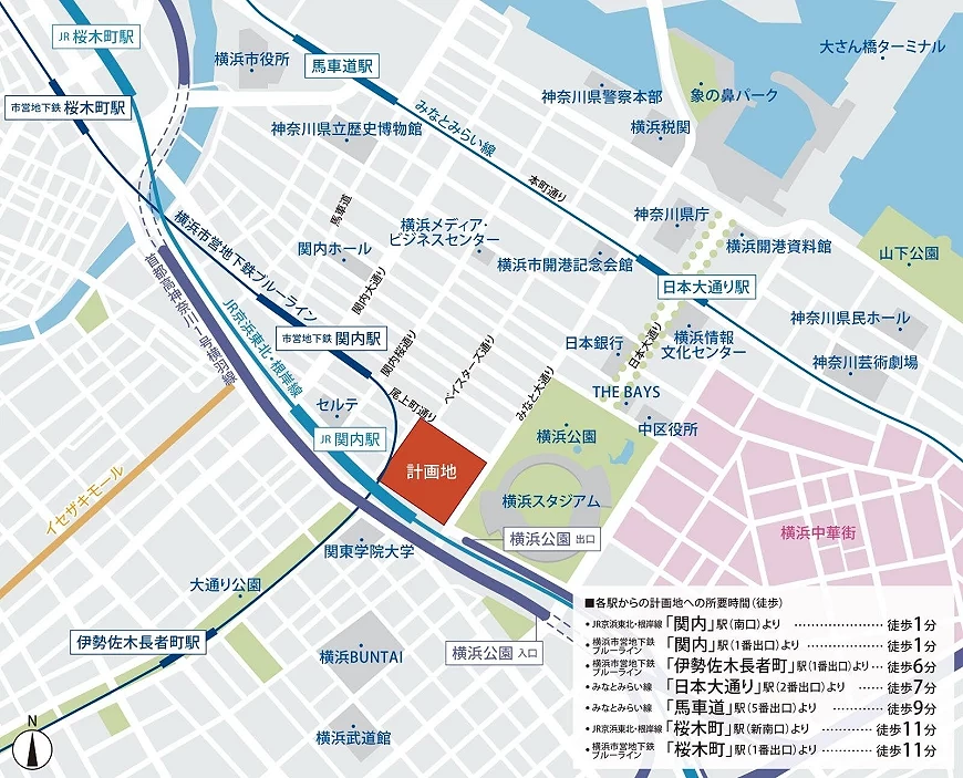 「BASEGATE横浜関内」所在位置地圖