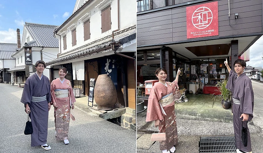 「日本Kotokoto Hajime 俱樂部」店舖外觀與穿著和服老街散步景色提供:和のコトコトはじめ倶樂部