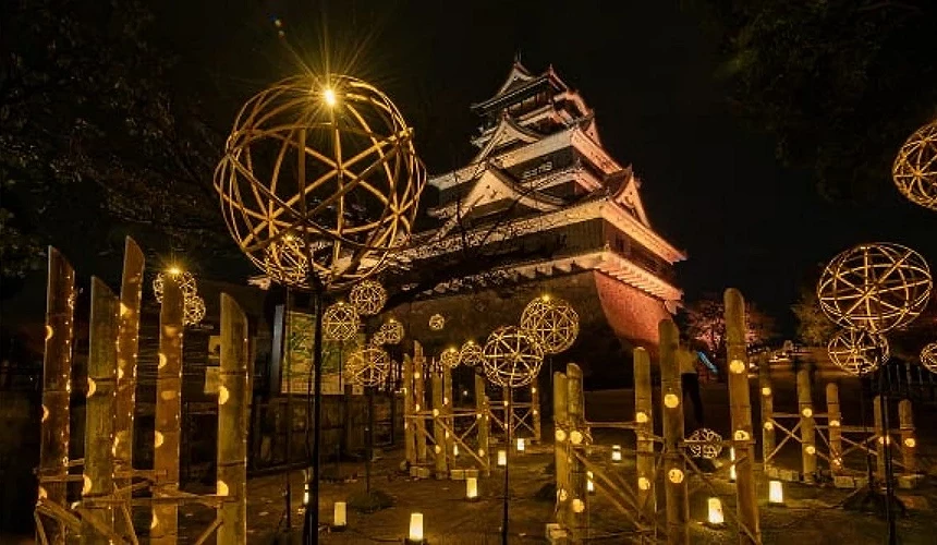 熊本城夜間竹燈