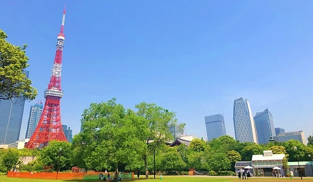 從芝公園可以看到完整的東京鐵塔