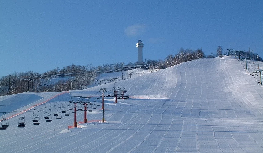 遠眺旭川尼可拉斯觀景塔與雪中纜車