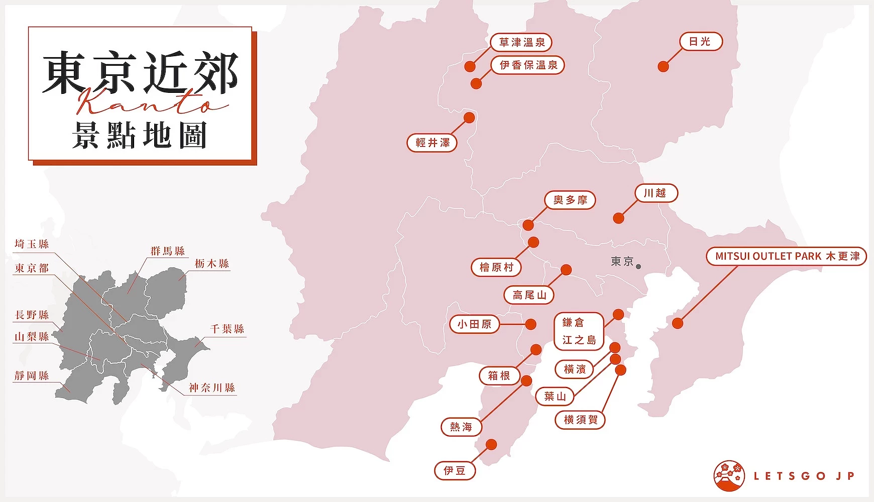 東京近郊景點介紹地圖