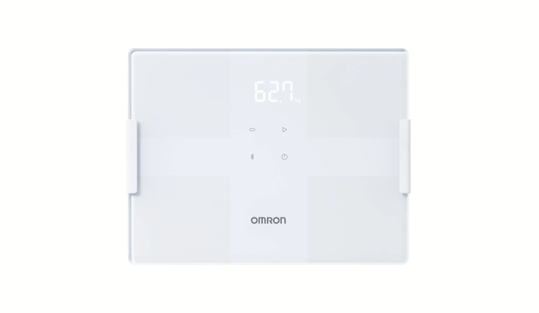 OMRON藍牙智能體脂計KRD-503T外觀,透明電極與LED顯示螢幕設計