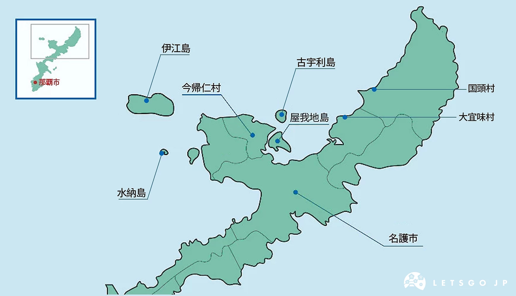 沖繩北部地圖示意圖