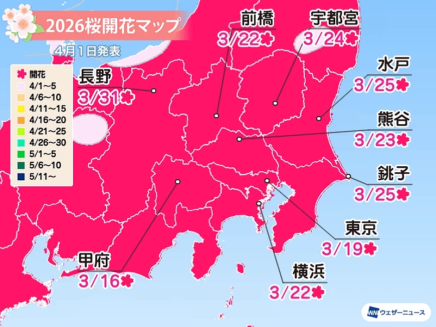 2026東京櫻花預測