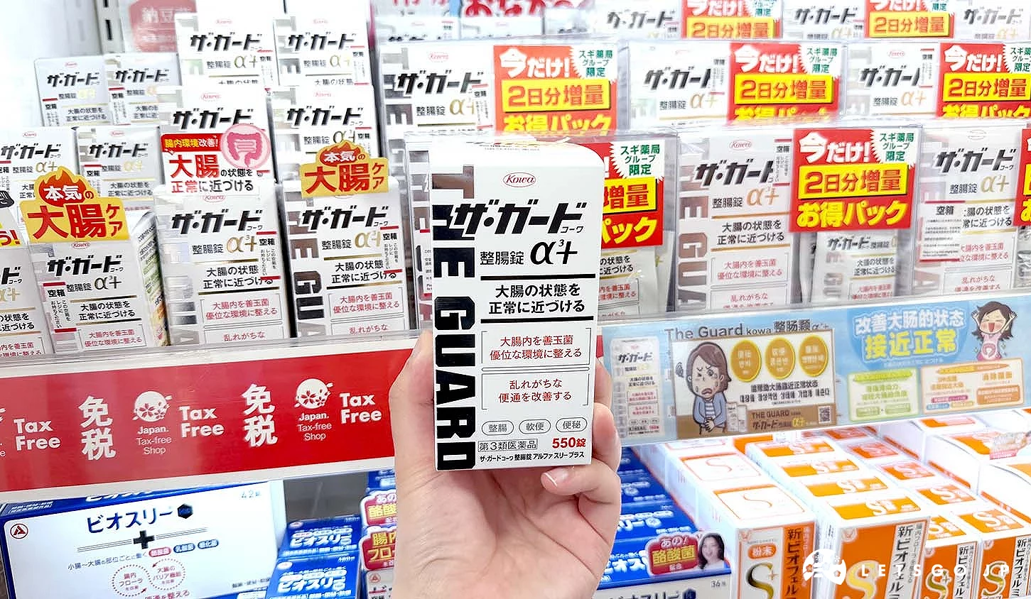 手持白色盒裝The Guard 整腸錠α3+