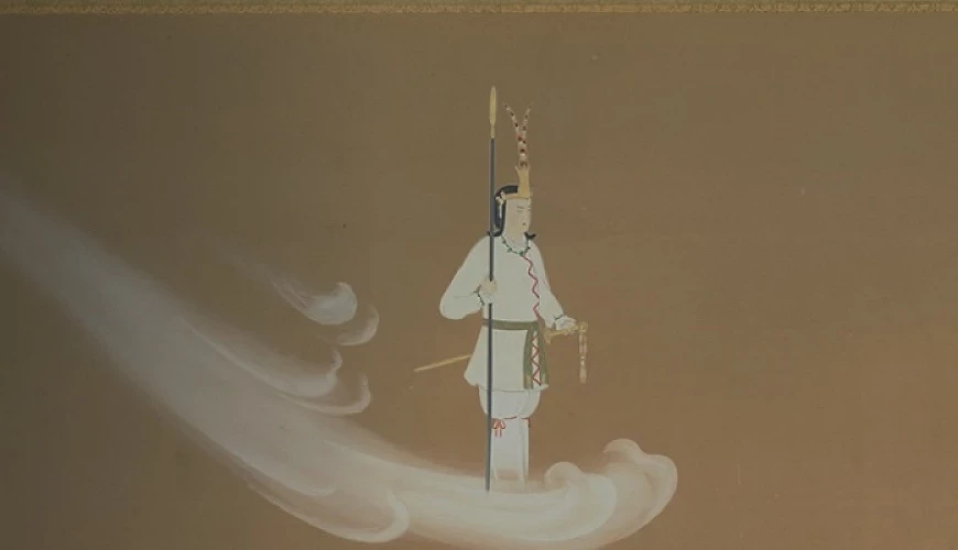 描繪賀茂別雷大神降臨神山的圖畫