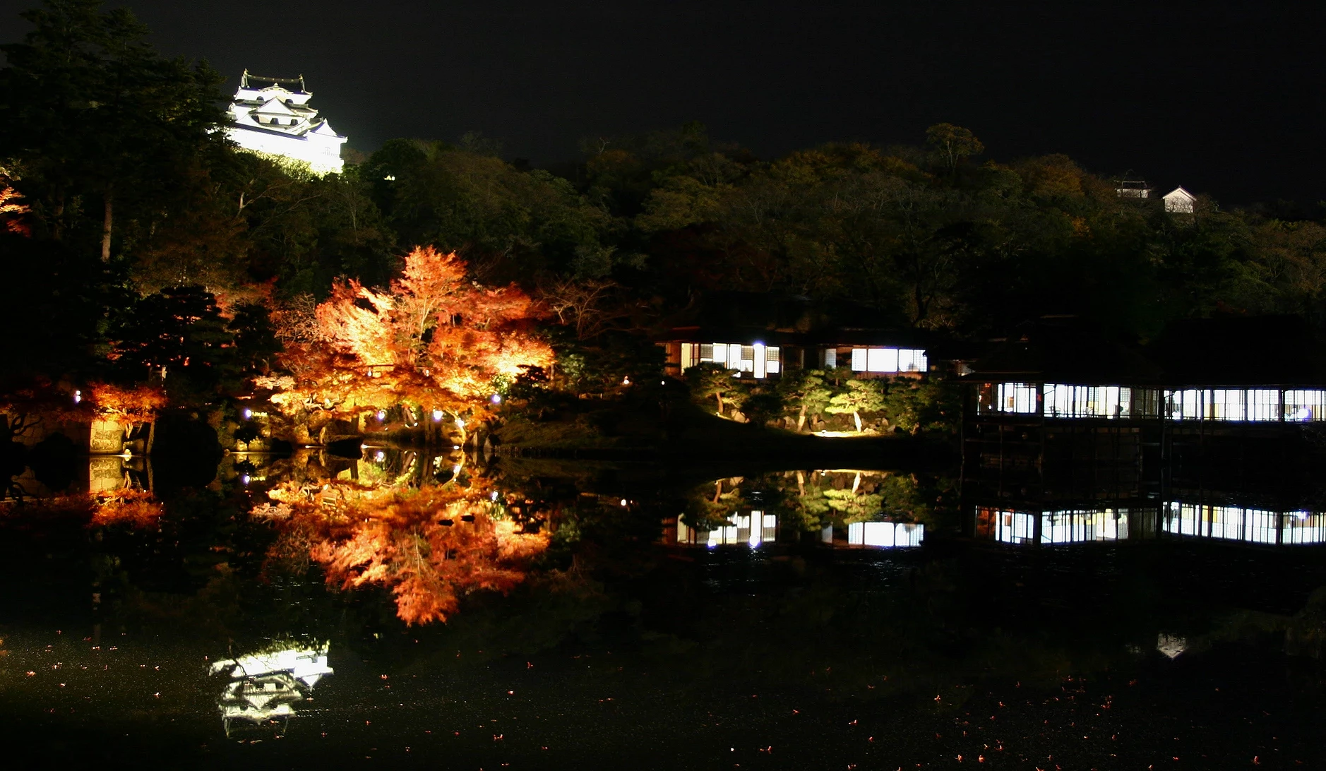 玄宮園內秋楓時間的夜間點燈活動