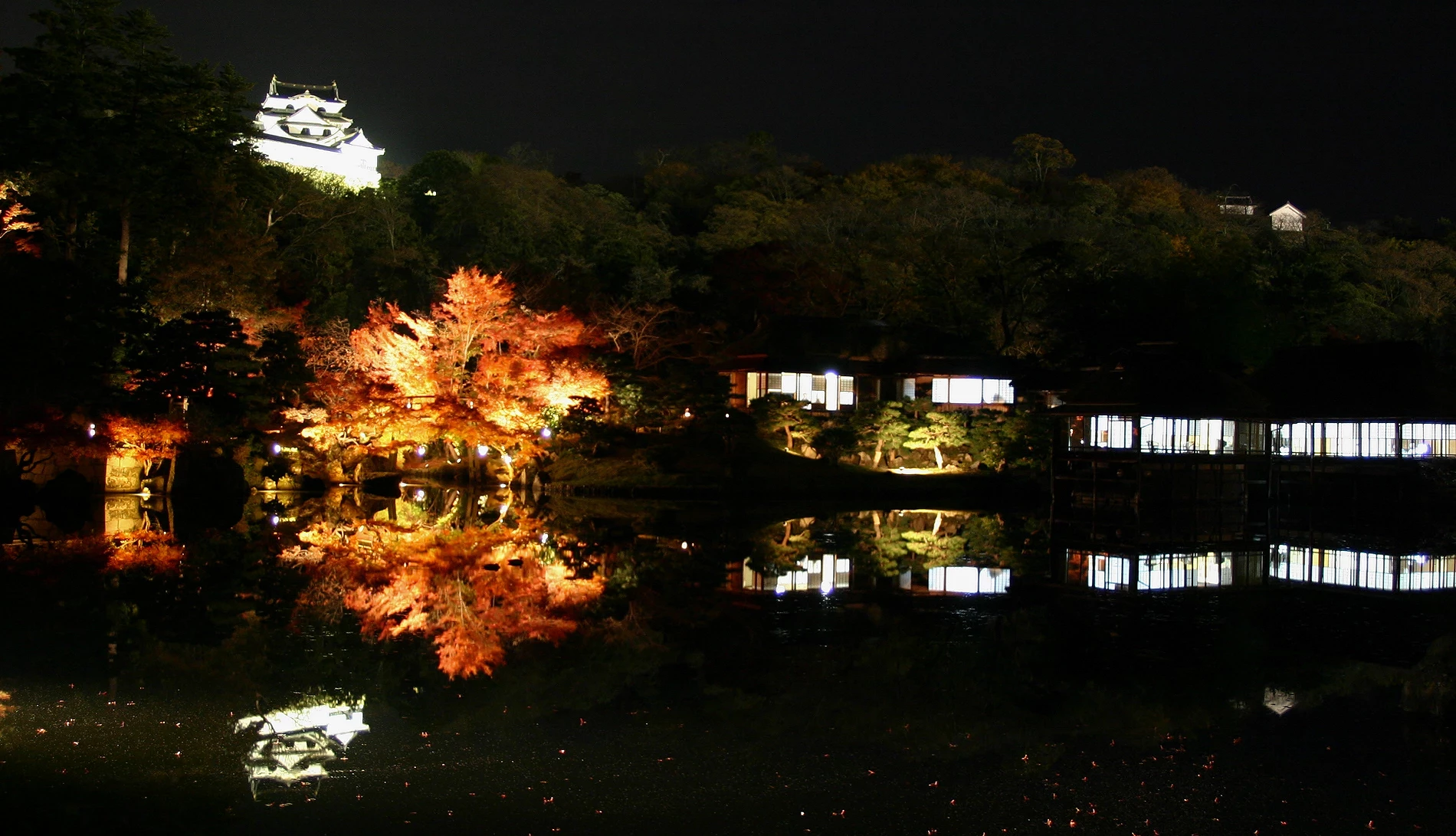 玄宮園內秋楓時間的夜間點燈活動