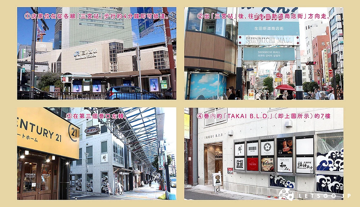 從「三宮站」前往店家的說明組圖