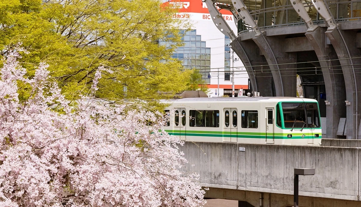 仙台地鐵車廂和櫻花