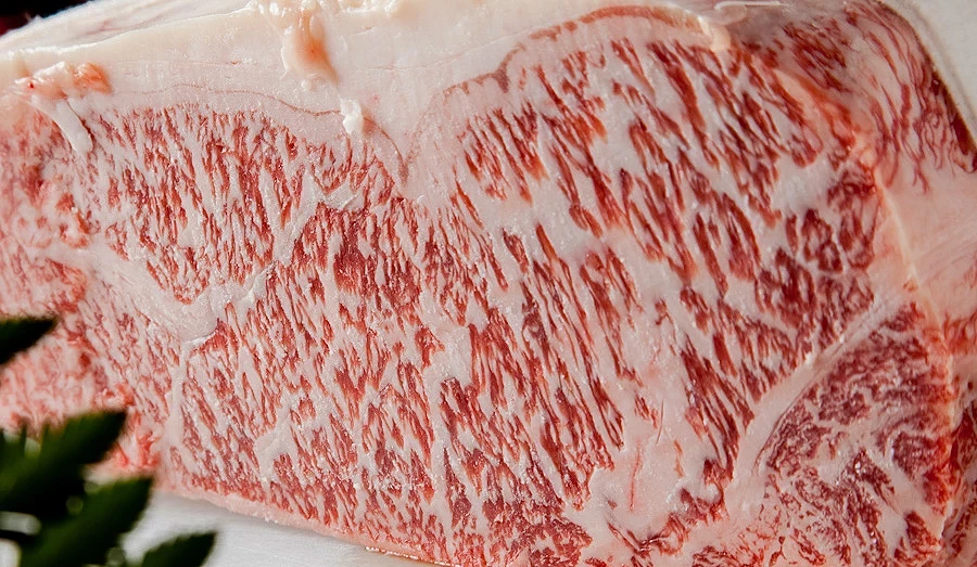 油花細密的霜降牛肉塊特寫