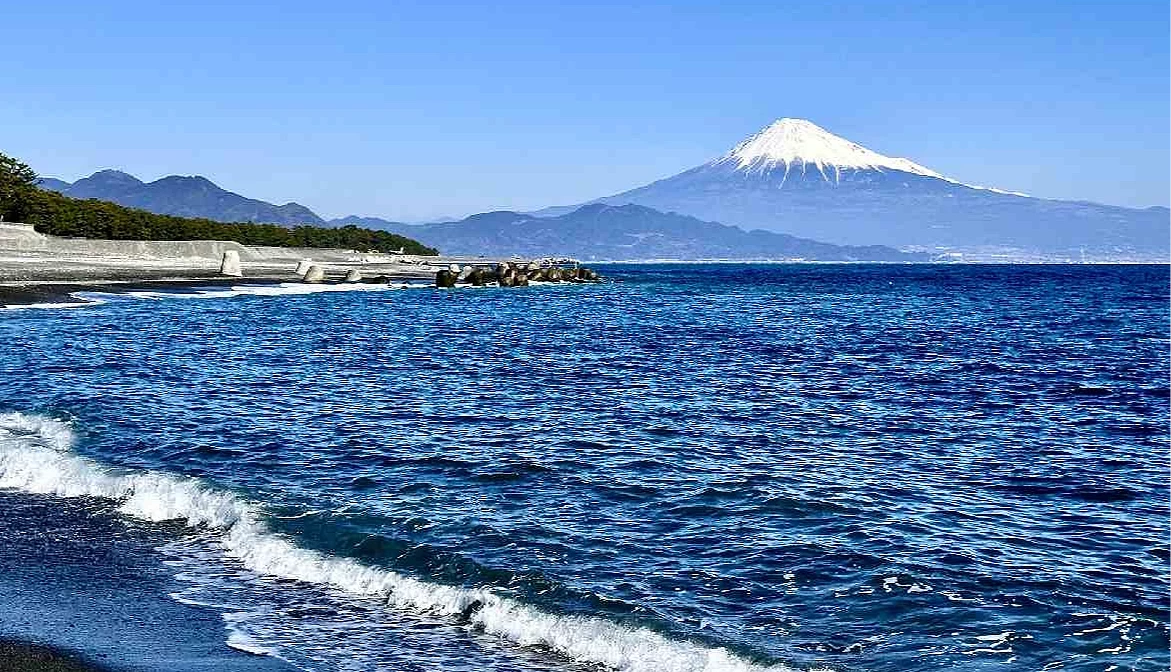 從駿河灣側望向富士山