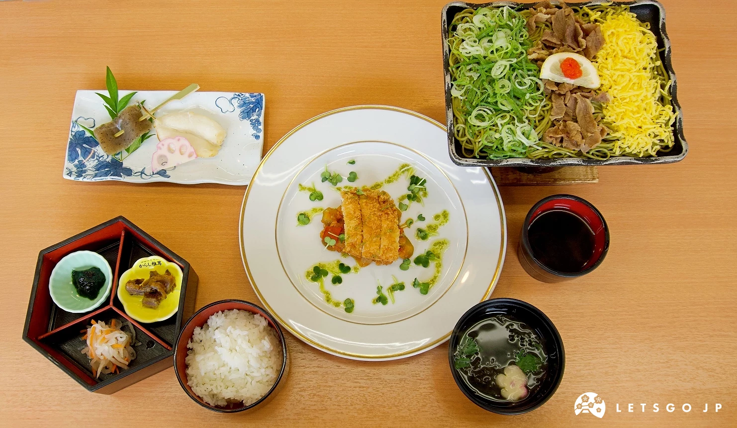 「安富屋」午餐,包括瓦片蕎麥麵、長州豬等
