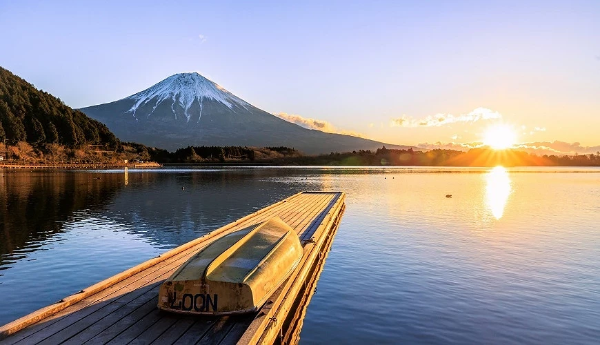河口湖畔的日出與富士山