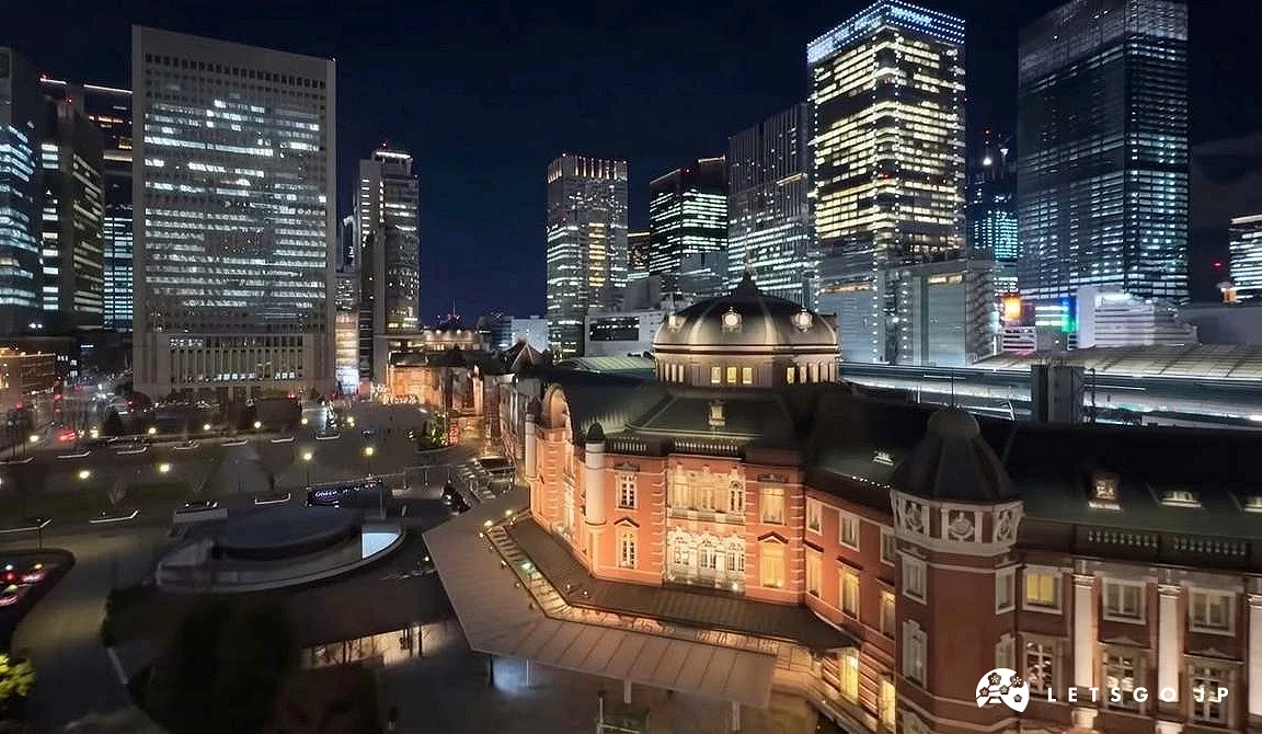 東京車站「丸之內側」的夜間景觀