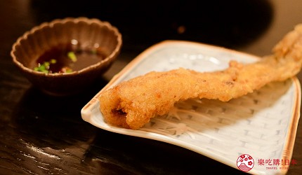 日本富山縣魚津市內的海風亭吃得到的炸幻魚一條