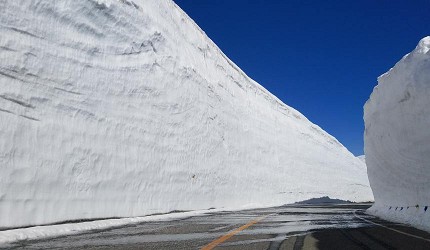 道路兩旁是高聳的雪牆