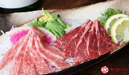 神戶三宮和牛推薦「寅松の肉たらし」的「生牛肉刺身」
