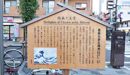 葛飾北齋誕生地在東京都墨田區