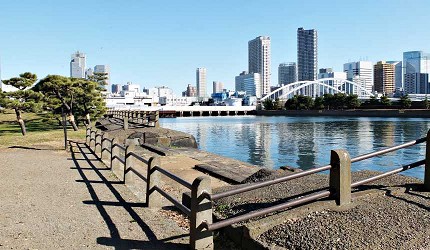 濱離宮恩賜庭園將軍的乘船處及東京灣